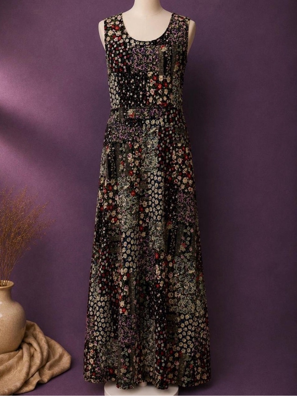 Patchwork floral maxi dress